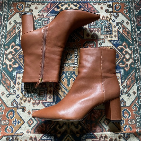 J. Crew Pointed-toe Sadie boots in leather in Warm Sepia - Picture 2 of 7